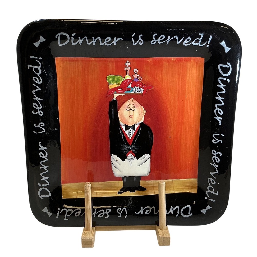 Certified International Dinner is Served Platter Tracy Flickinger Waiter 11.25in